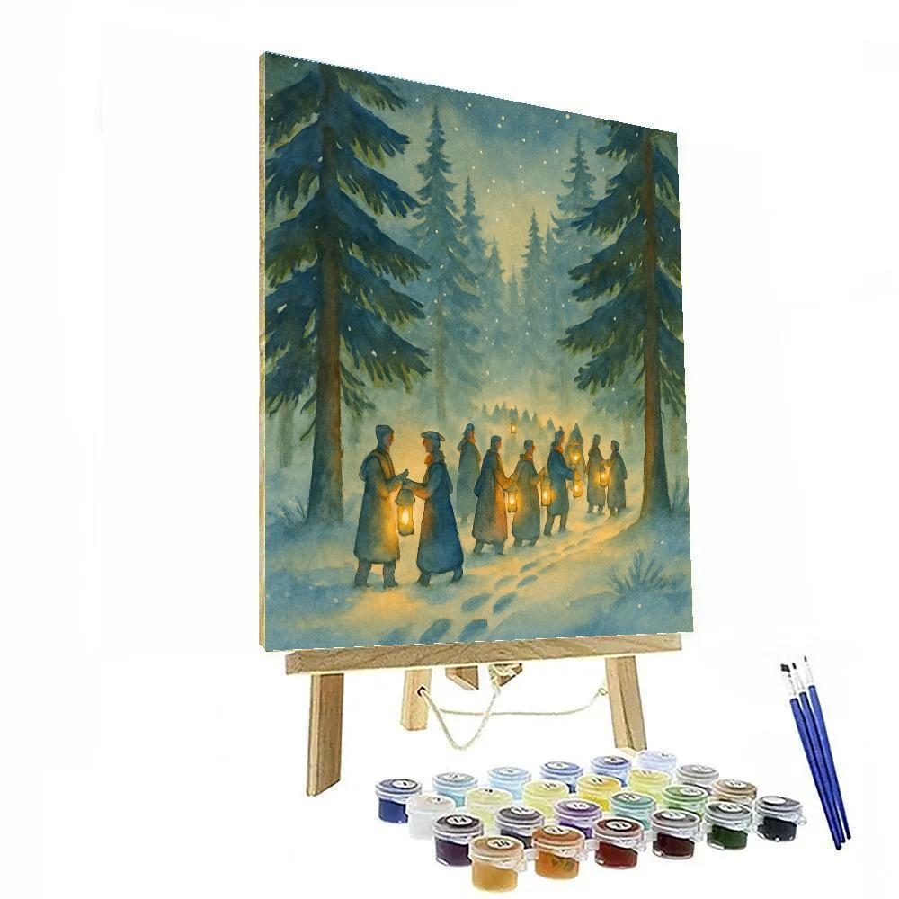 Winter Pines Lantern Snow Parade DIY paint by numbers