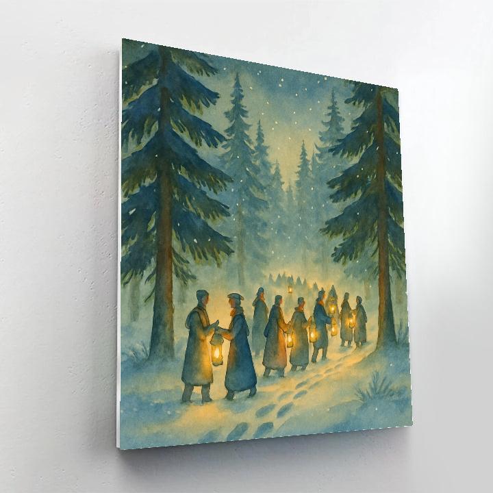 Winter Pines Lantern Snow Parade DIY paint by numbers