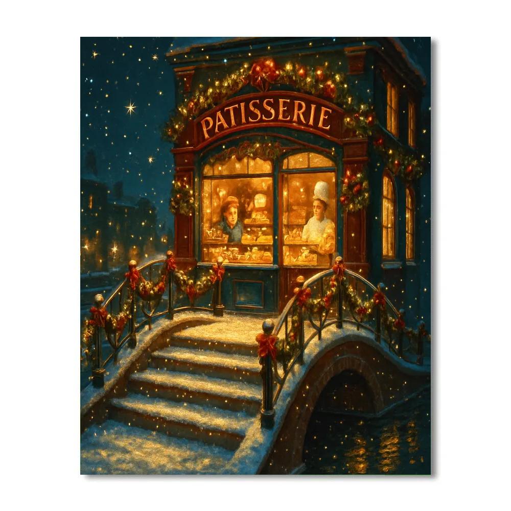 Snow Bridge Patisserie Night Paint by numbers kits
