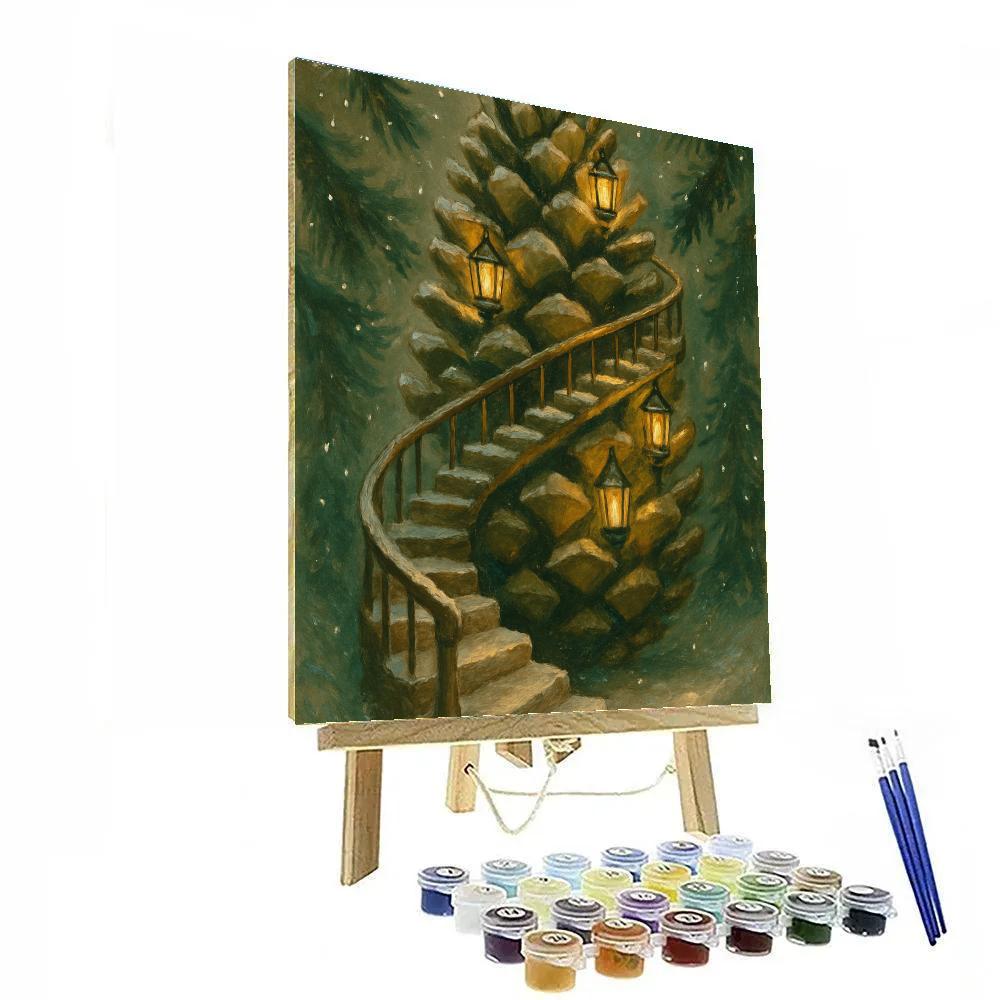 Pinecone Lantern Spiral Stair Painting by numbers kit