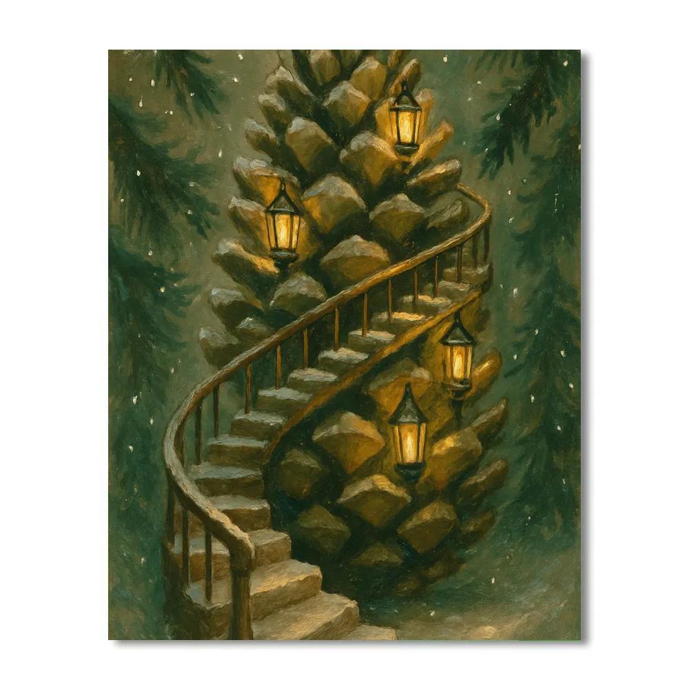 Pinecone Lantern Spiral Stair Painting by numbers kit