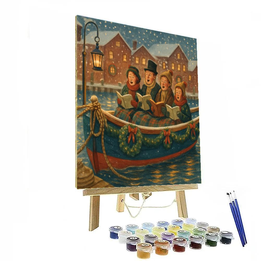 Snowfall Harbor Carol Cruise painting number kit