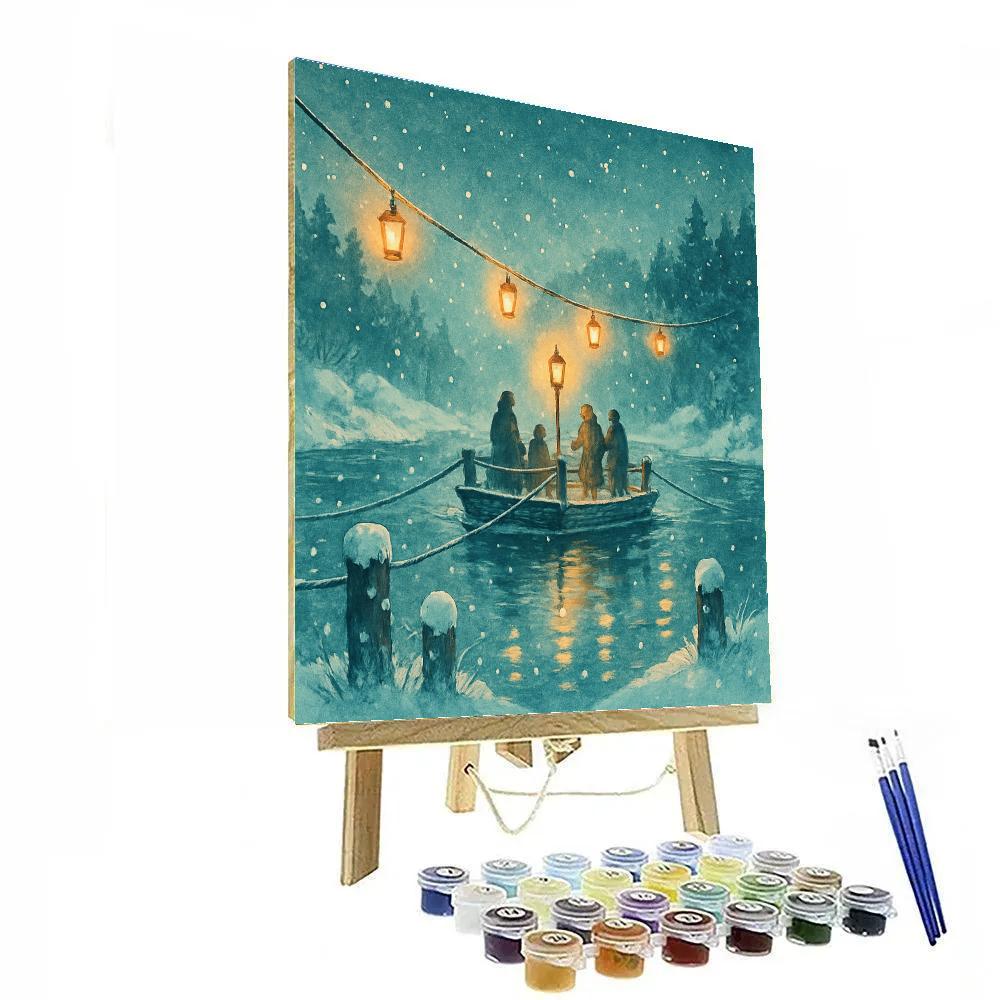 Lantern Snow Ferry Crossing Paint by numbers art