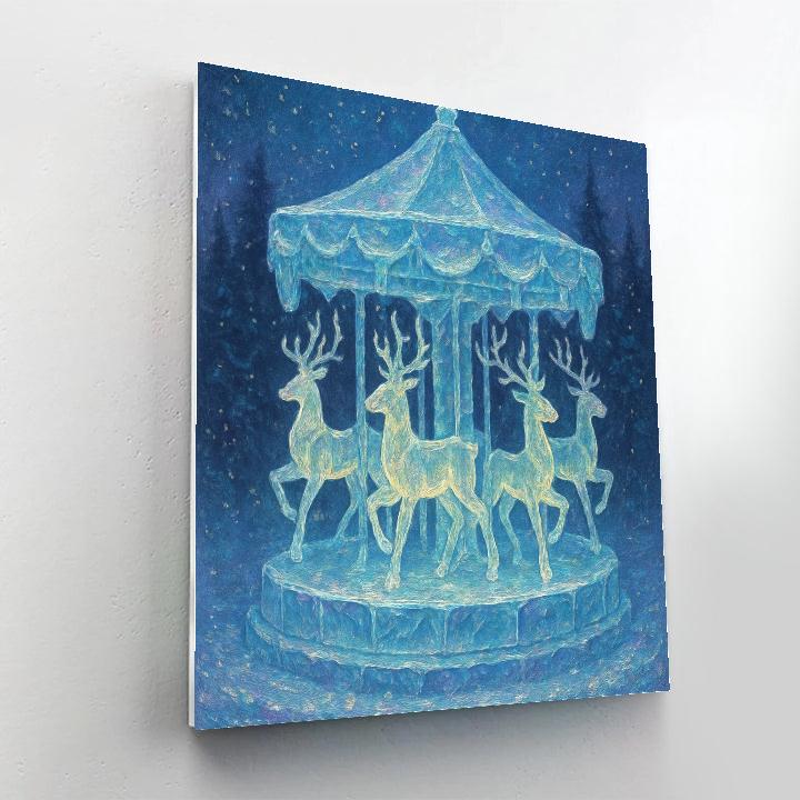 Carved Ice Carousel Reindeer Numbered painting kits