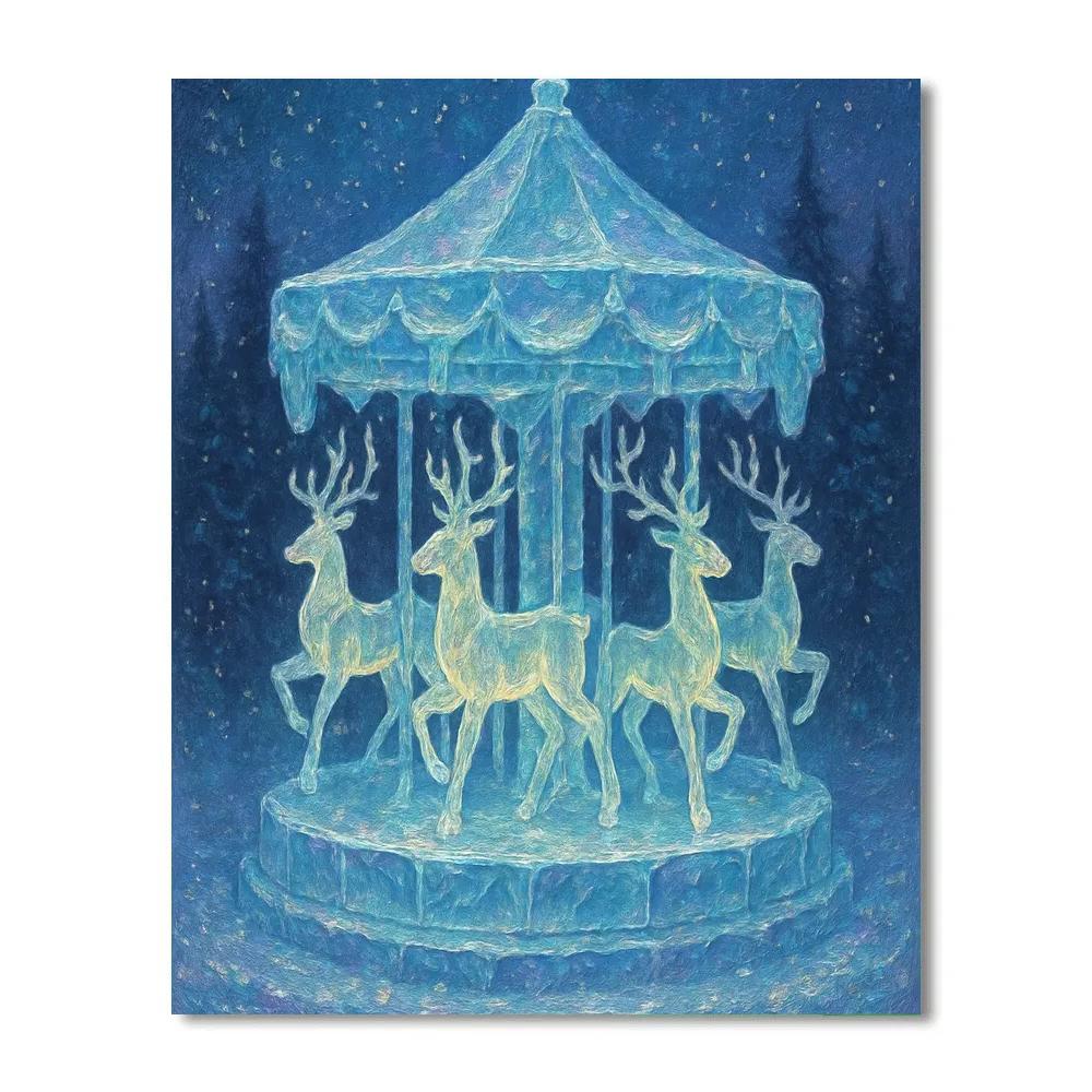 Carved Ice Carousel Reindeer Numbered painting kits