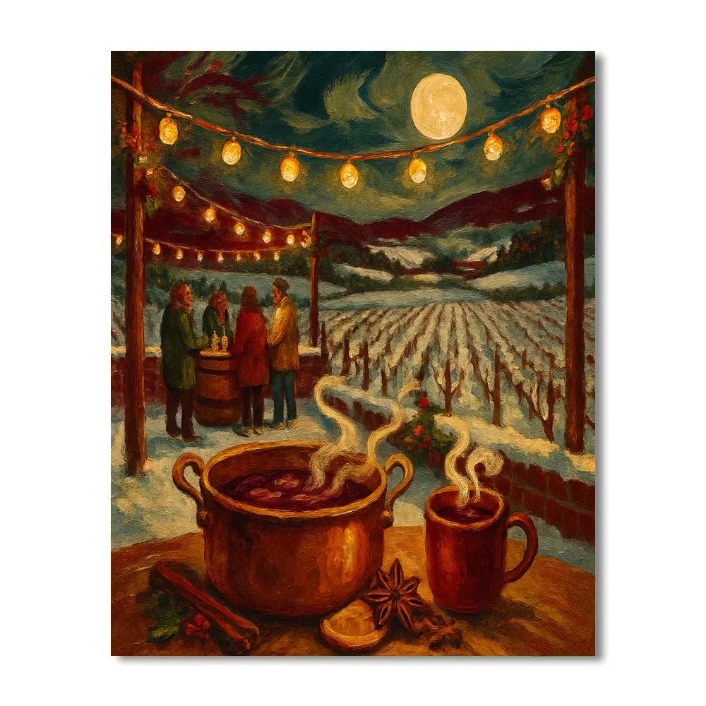 Snowy Vineyard Mulled Grape Night paint by numbers