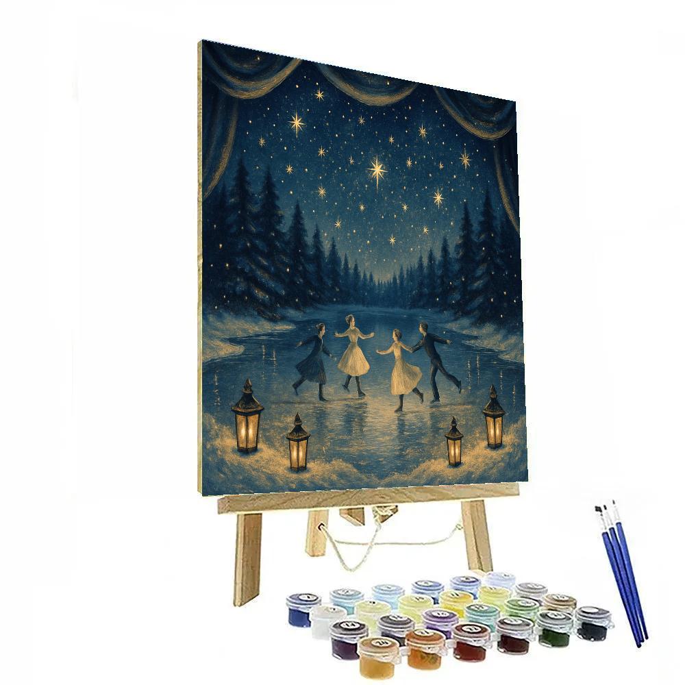 Starlit Lake Snow Theater Skates Painting by numbers kit