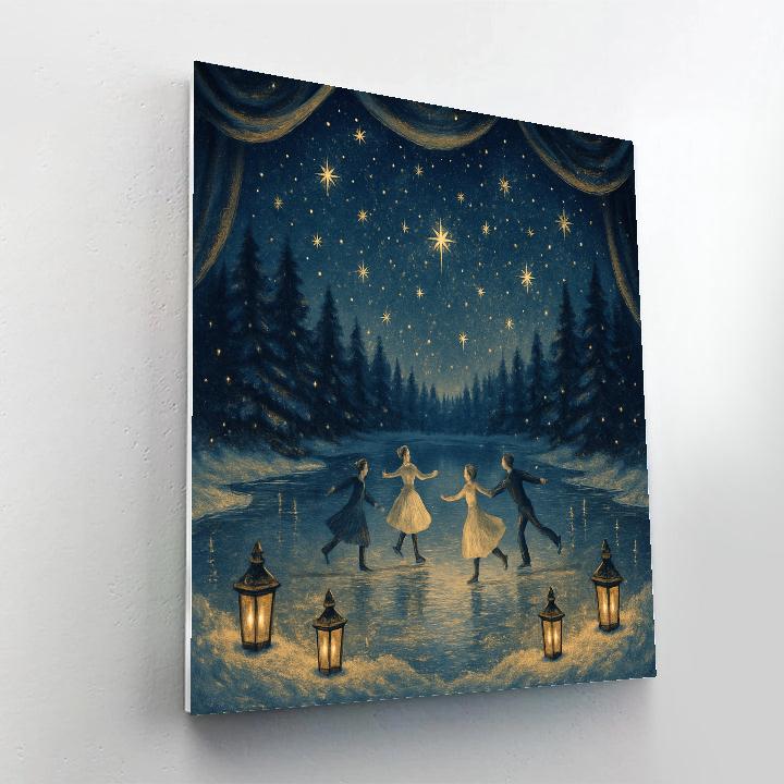 Starlit Lake Snow Theater Skates Painting by numbers kit