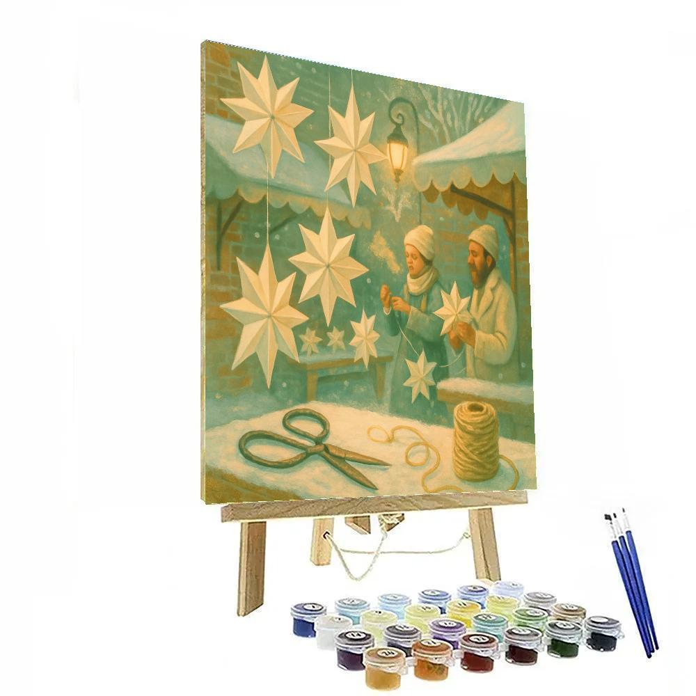 Snowy Hatchery Of Paper Stars Paint by numbers art