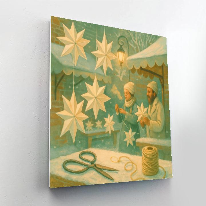 Snowy Hatchery Of Paper Stars Paint by numbers art