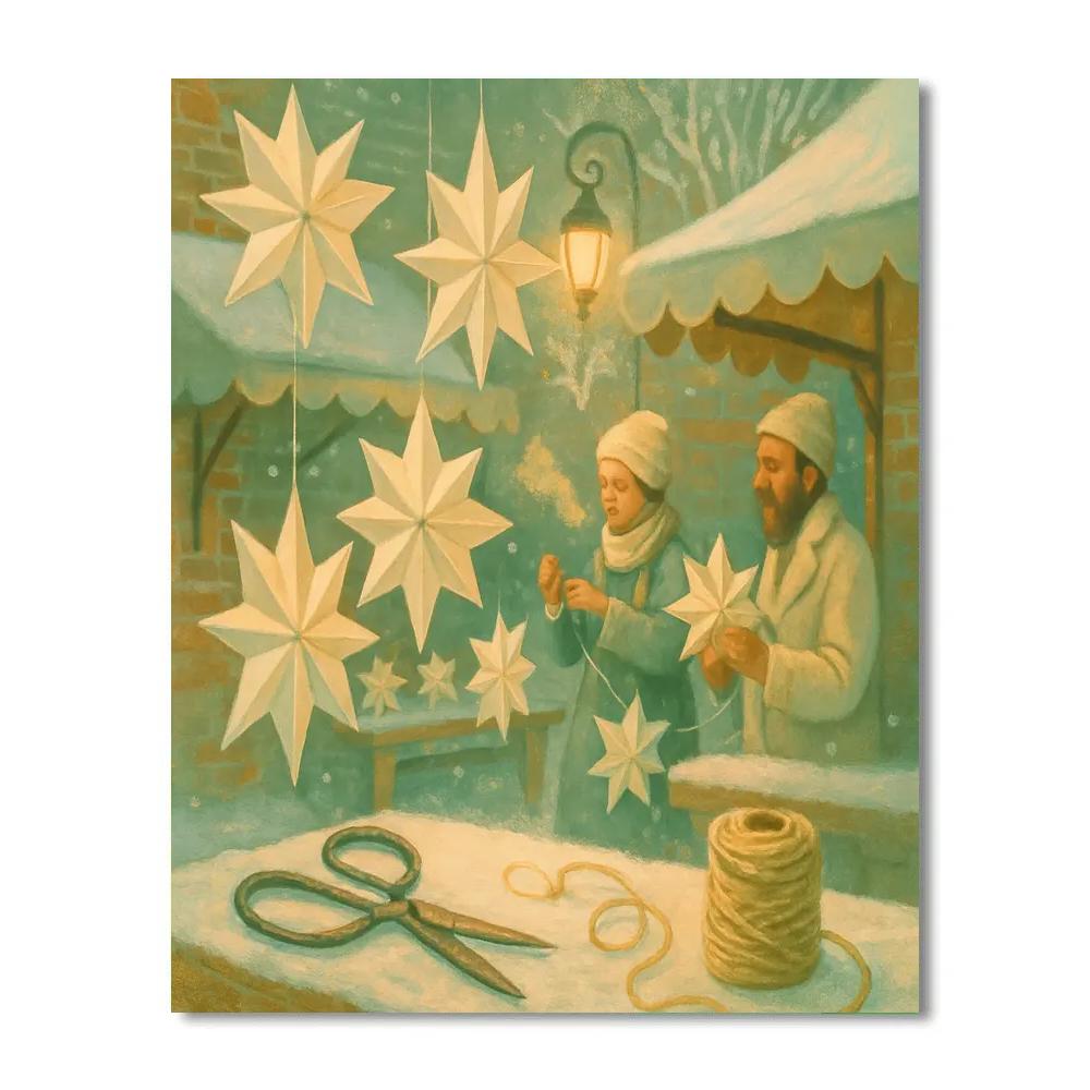 Snowy Hatchery Of Paper Stars Paint by numbers art