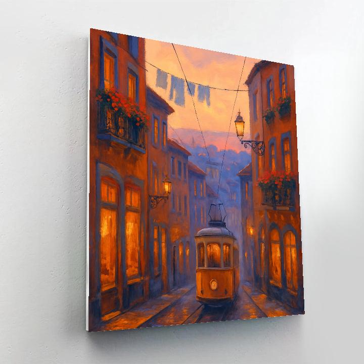 Golden Tramway Evening DIY paint by numbers