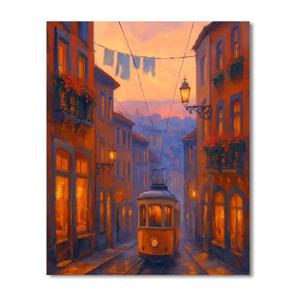 Golden Tramway Evening DIY paint by numbers