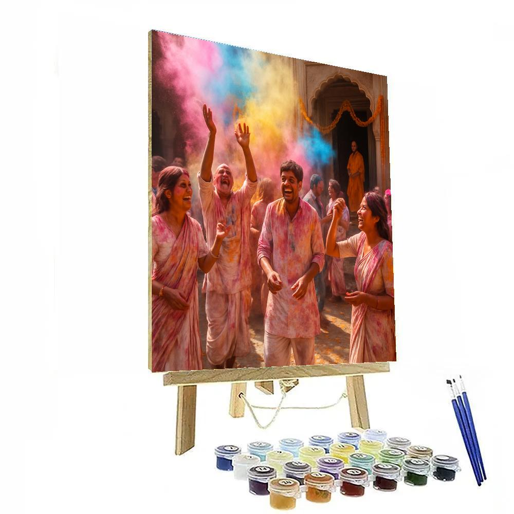 Holi Morning In Vrindavan Courtyard DIY paint by numbers