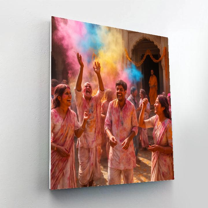 Holi Morning In Vrindavan Courtyard DIY paint by numbers