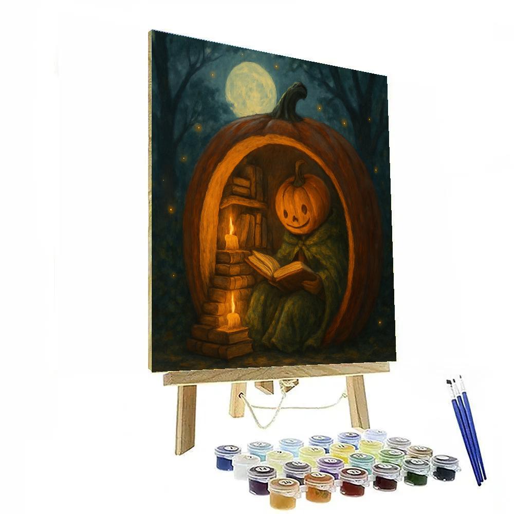 Pumpkin Book Nook Under The Moon Paint by numbers kits