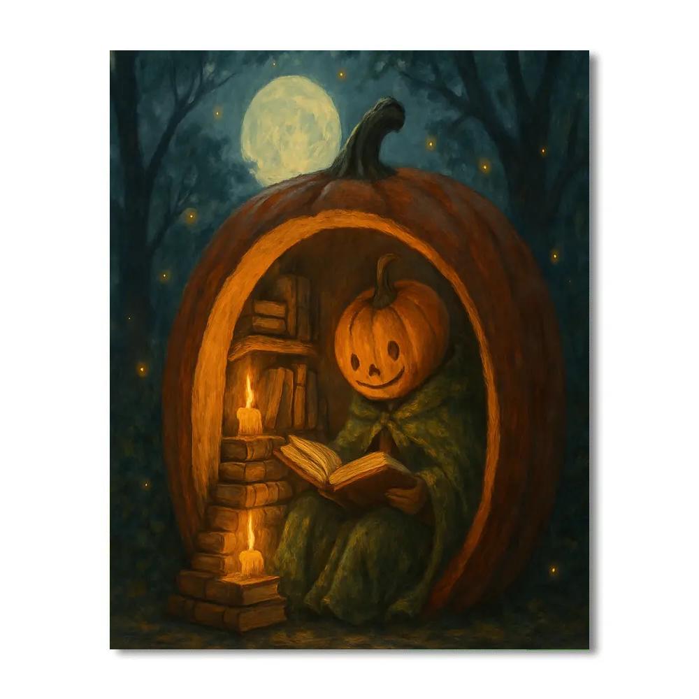 Pumpkin Book Nook Under The Moon Paint by numbers kits