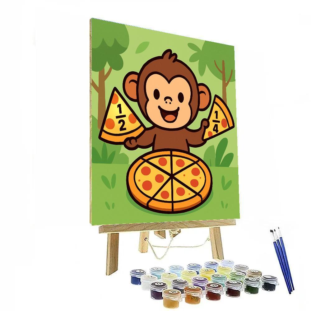 Jungle Fractions With Monkey And Pizza paint by color
