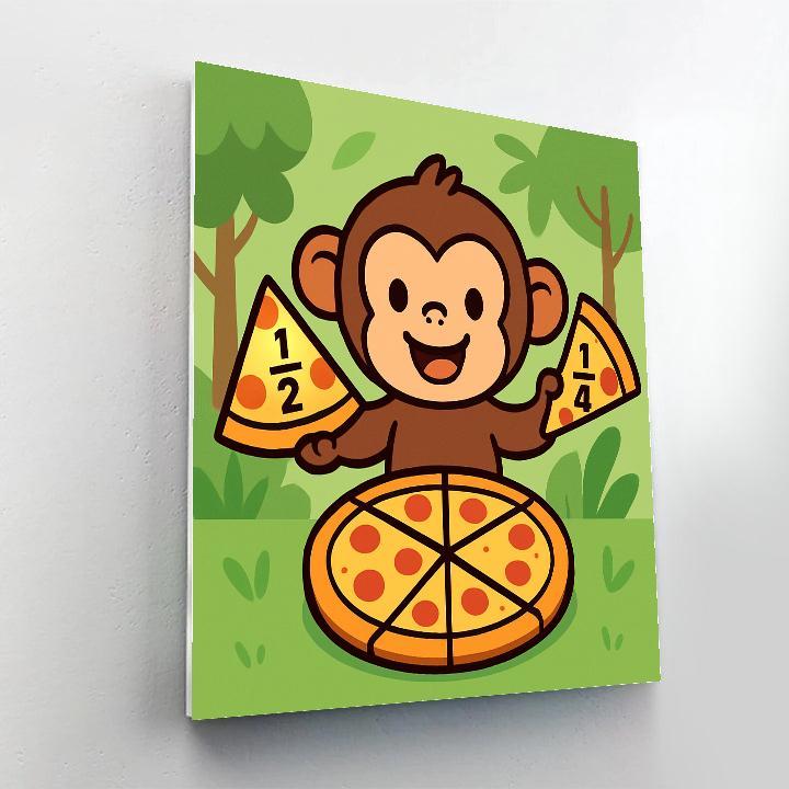 Jungle Fractions With Monkey And Pizza paint by color