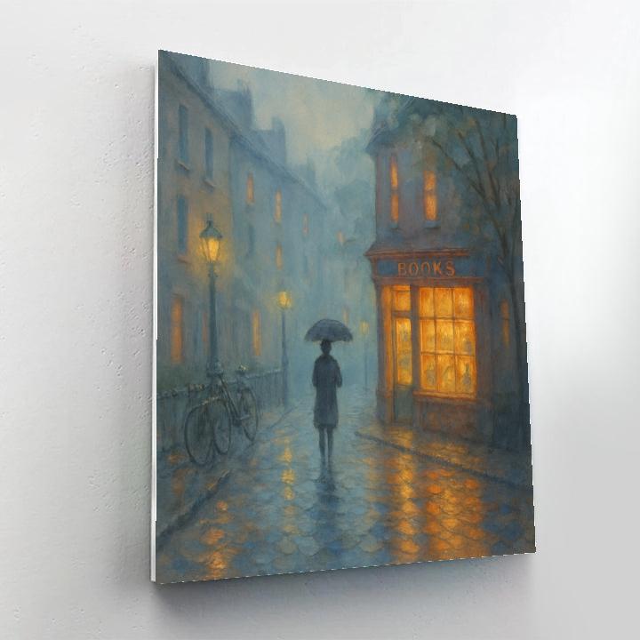 Rainlit Corner Bookshop Lane Paint by numbers kits