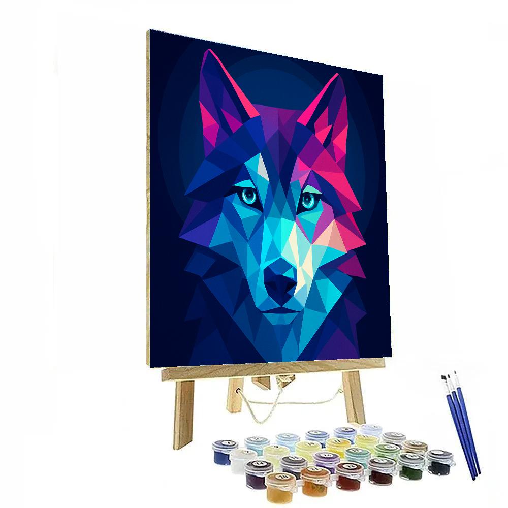 Neon Glacier Wolf Spirit painting number kit