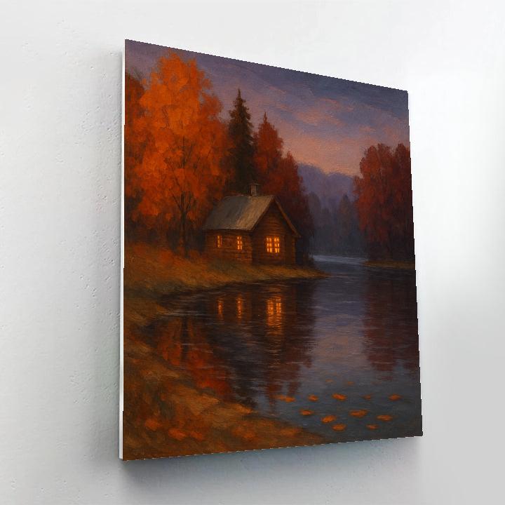 Autumn Cabin Reflections At Evening Paint by numbers art