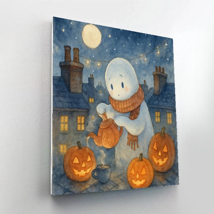 Ghost Tea Party On The Rooftop Numbered painting kits