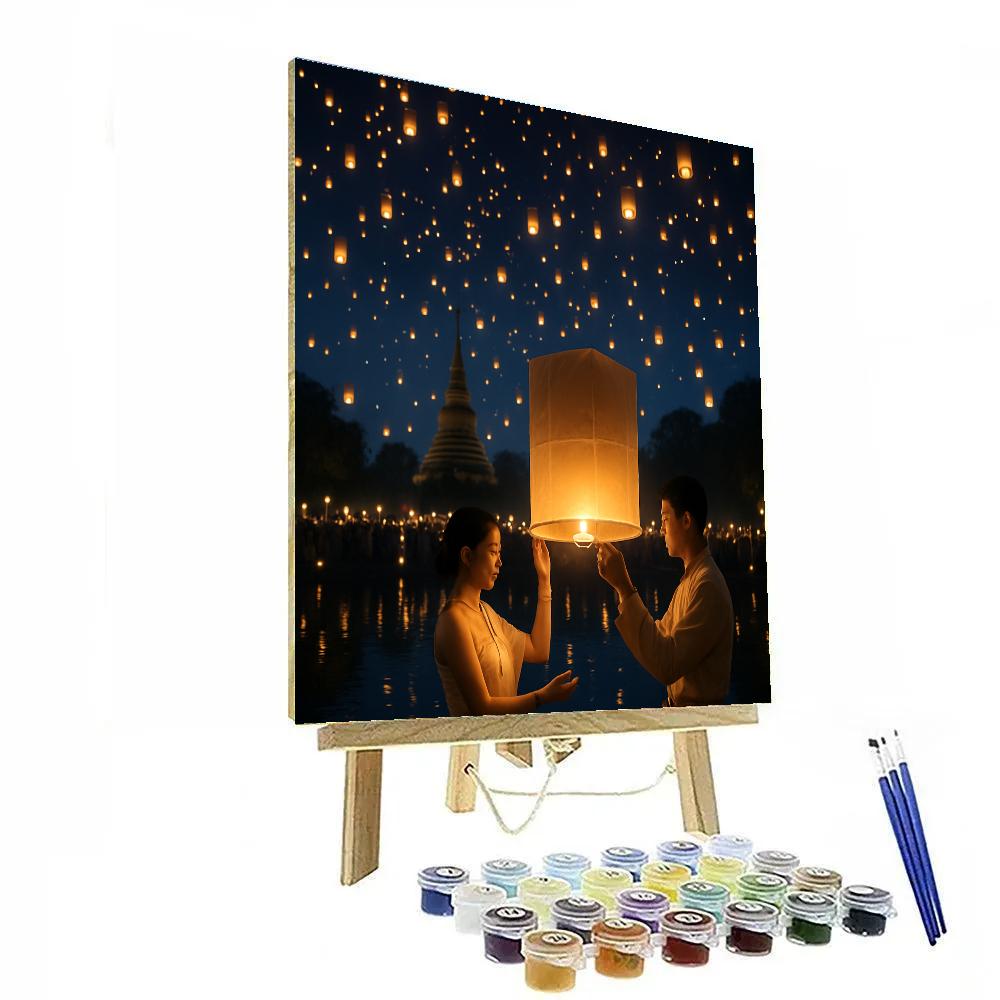 Lantern Release At Yi Peng Festival Chiang Mai Number painting