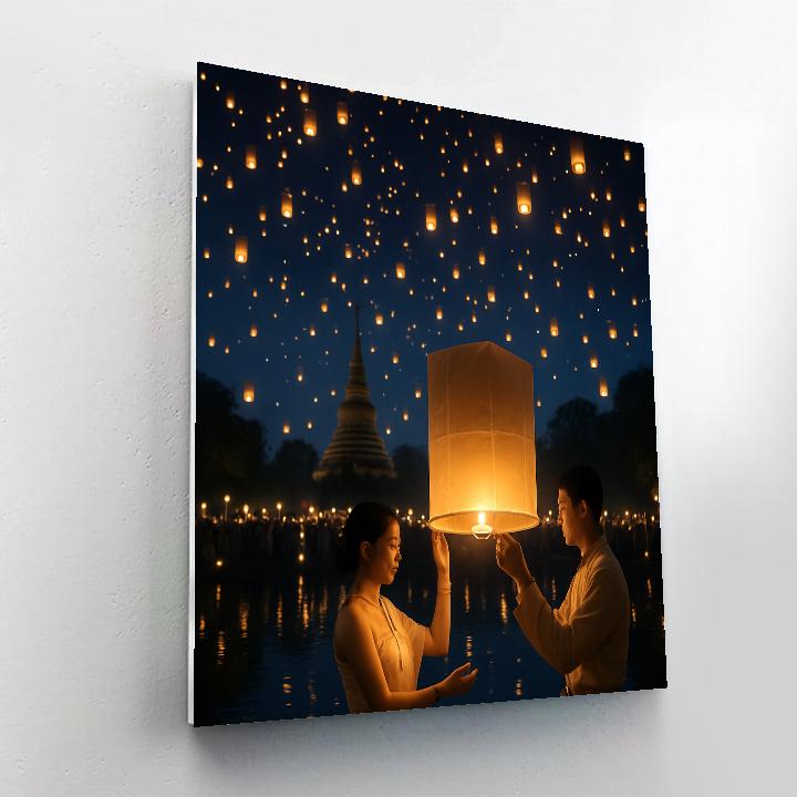 Lantern Release At Yi Peng Festival Chiang Mai Number painting
