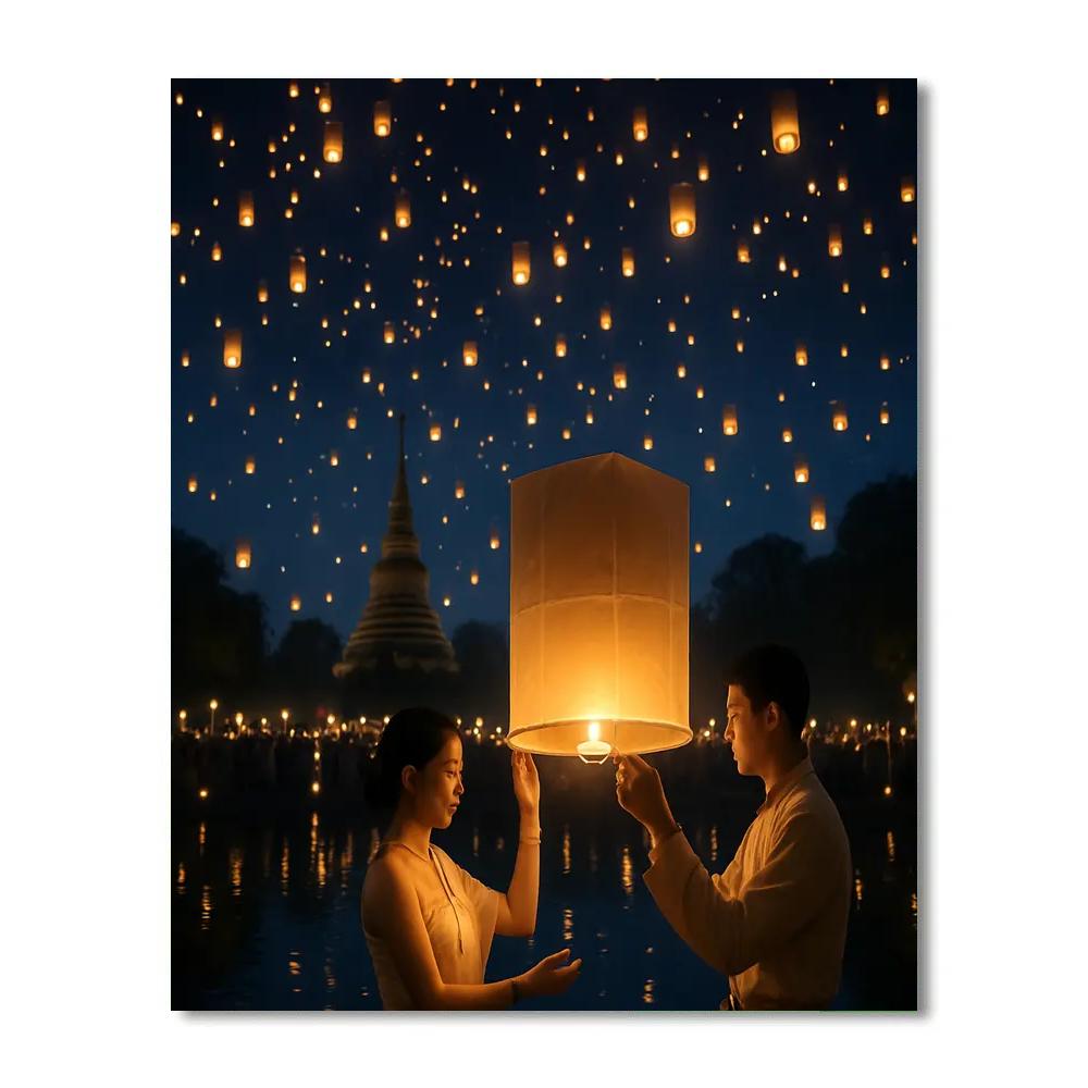 Lantern Release At Yi Peng Festival Chiang Mai Number painting