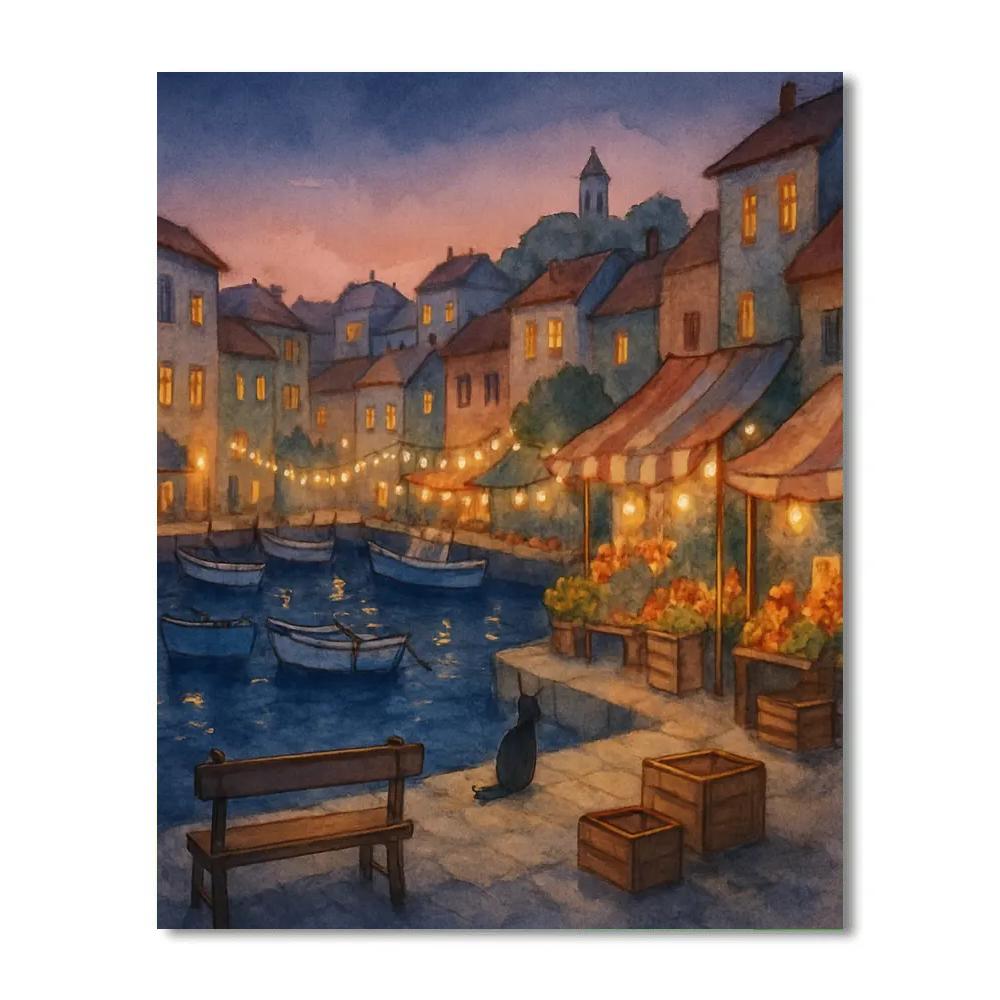 Harbor Lights And Evening Market Numbered painting kits