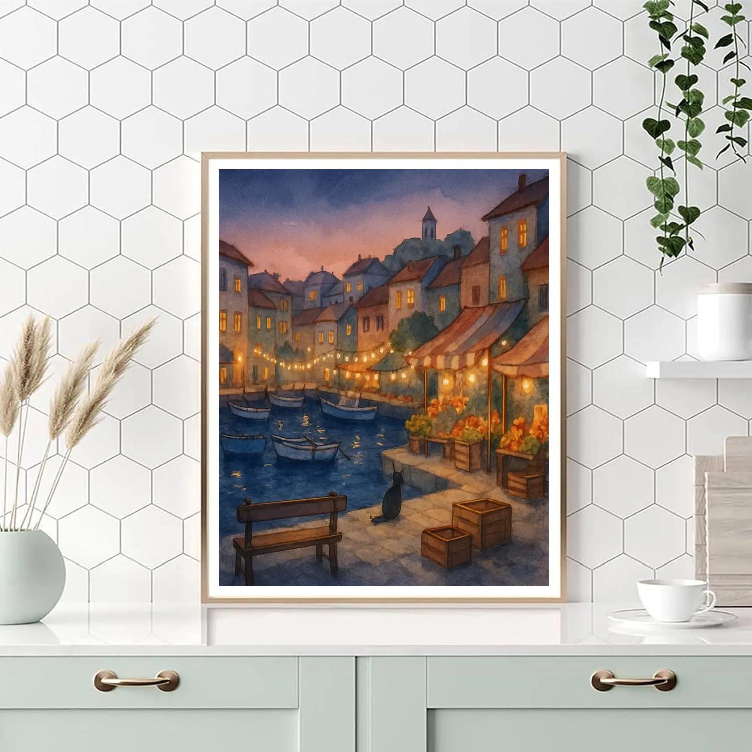 Harbor Lights And Evening Market Numbered painting kits