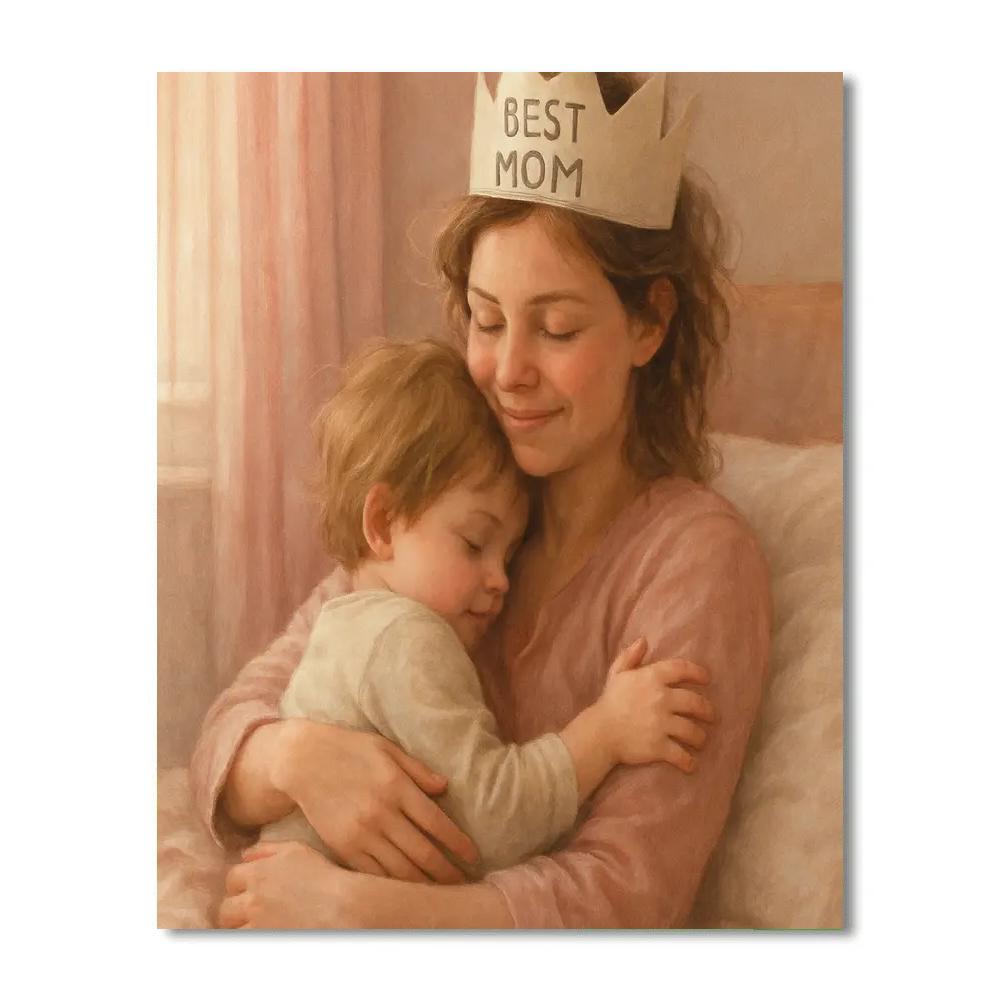 Morning Cuddles Mothers Day Portrait Paint by numbers art