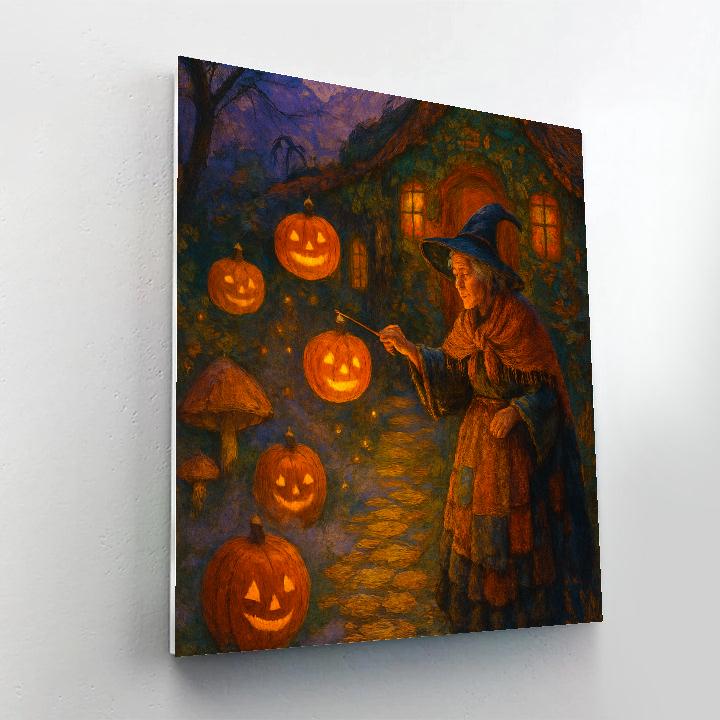 Witch Cottage Lantern Garden paint by numbers