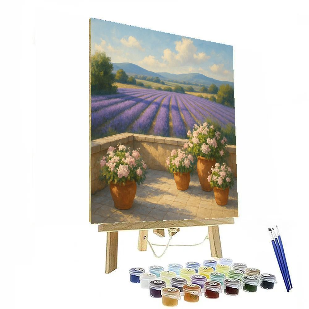 Sunlit Terrace Over Lavender Fields Paint by numbers art