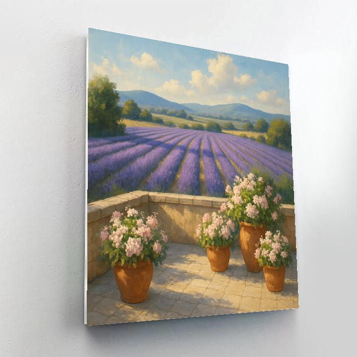 Sunlit Terrace Over Lavender Fields Paint by numbers art
