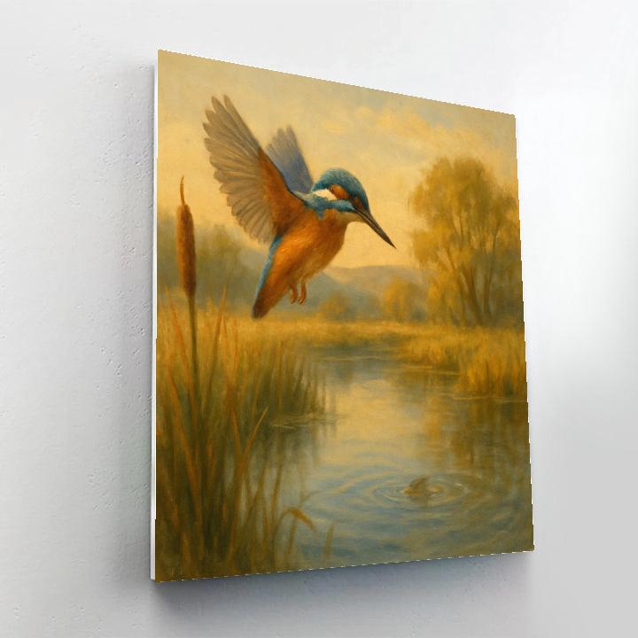 Kingfisher Over Quiet Marsh Reflections Paint by numbers art