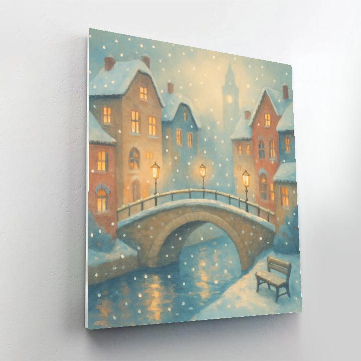 Snowfall Over Lantern Bridge Numbered painting kits