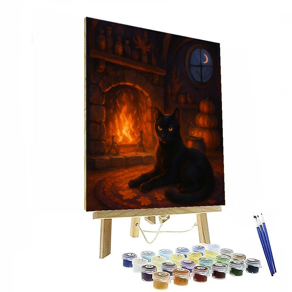 Black Cat Hearthside Spelllight Number painting