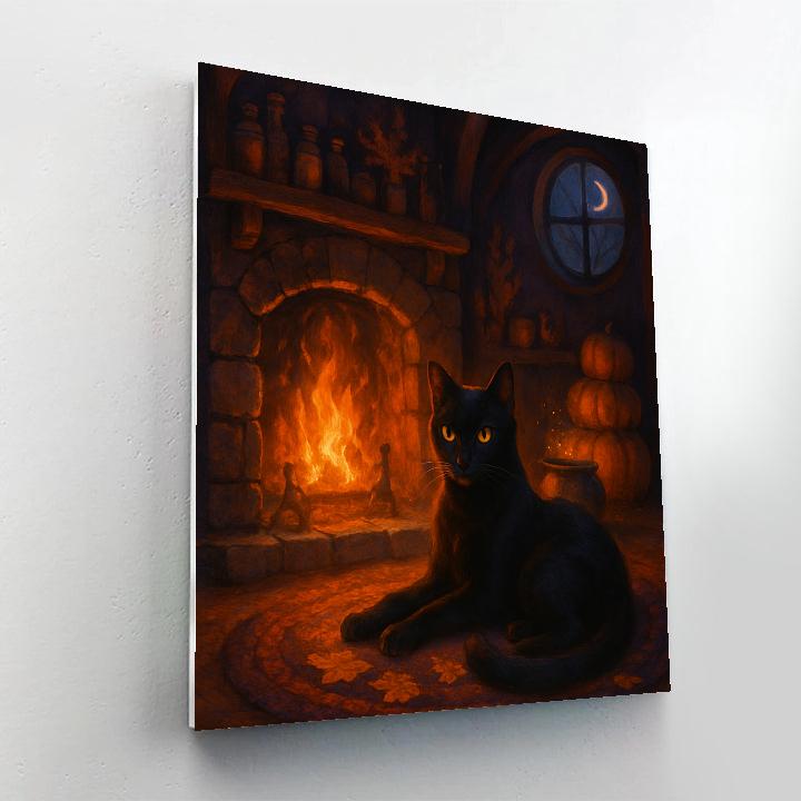 Black Cat Hearthside Spelllight Number painting