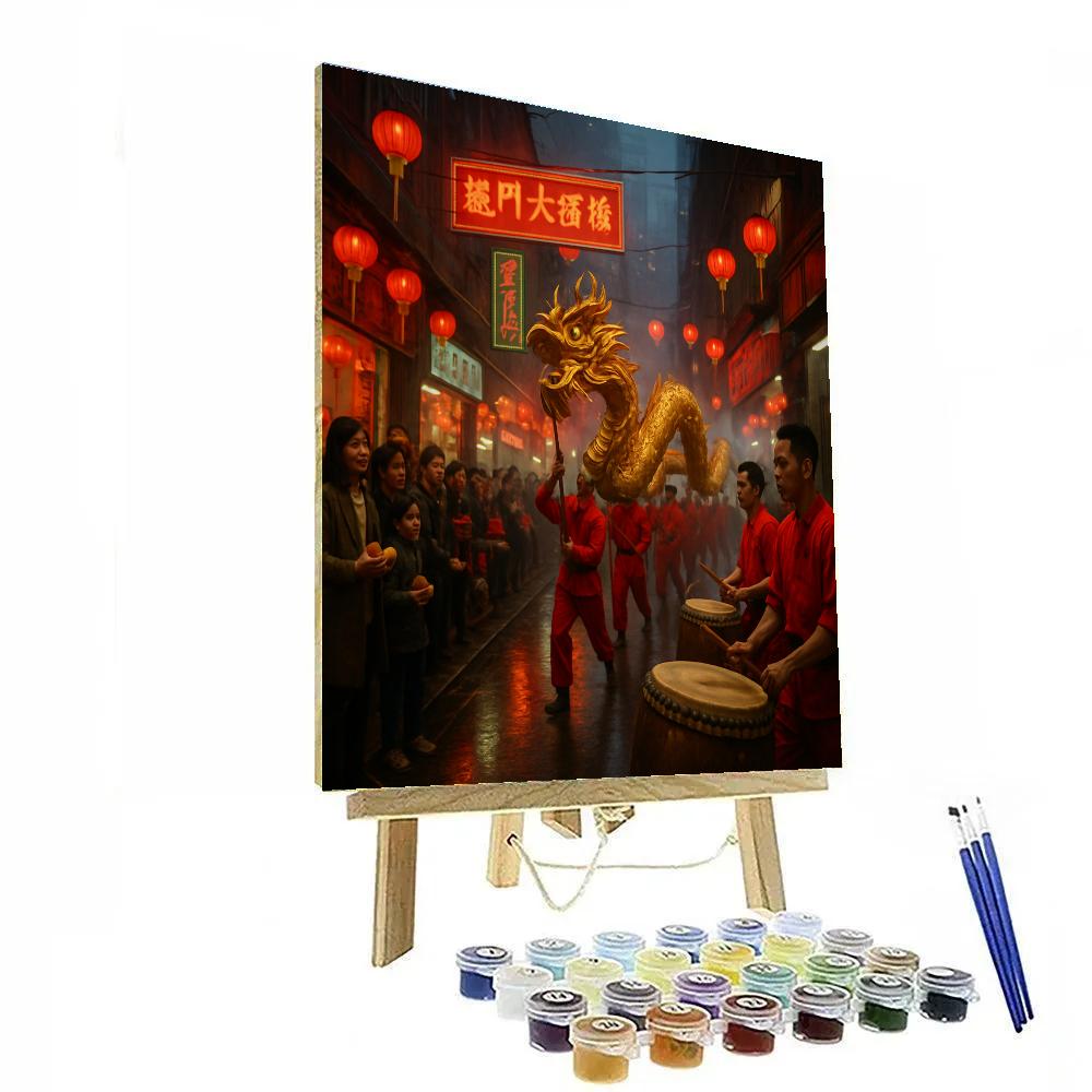 Lunar New Year Dragon Dance In Hong Kong Numbered painting kits
