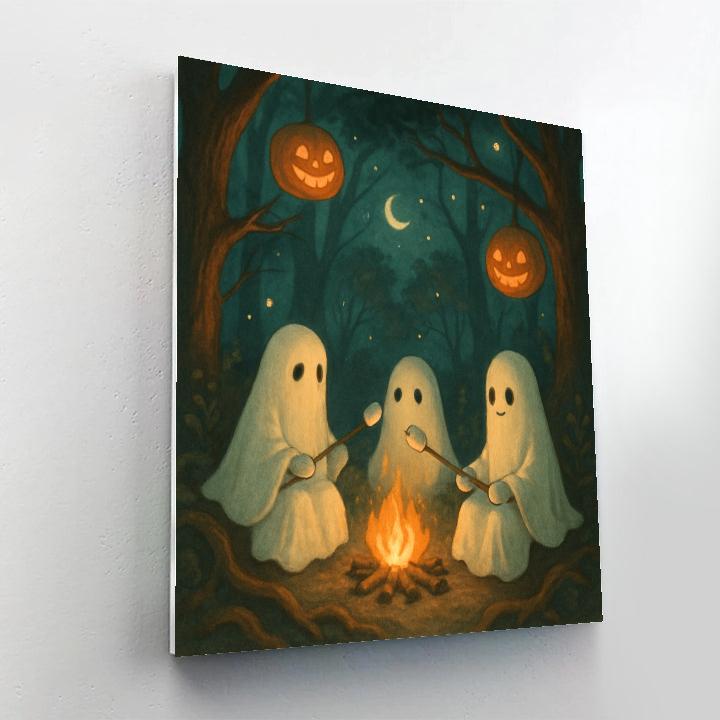 Haunted Forest Marshmallow Campfire painting number kit