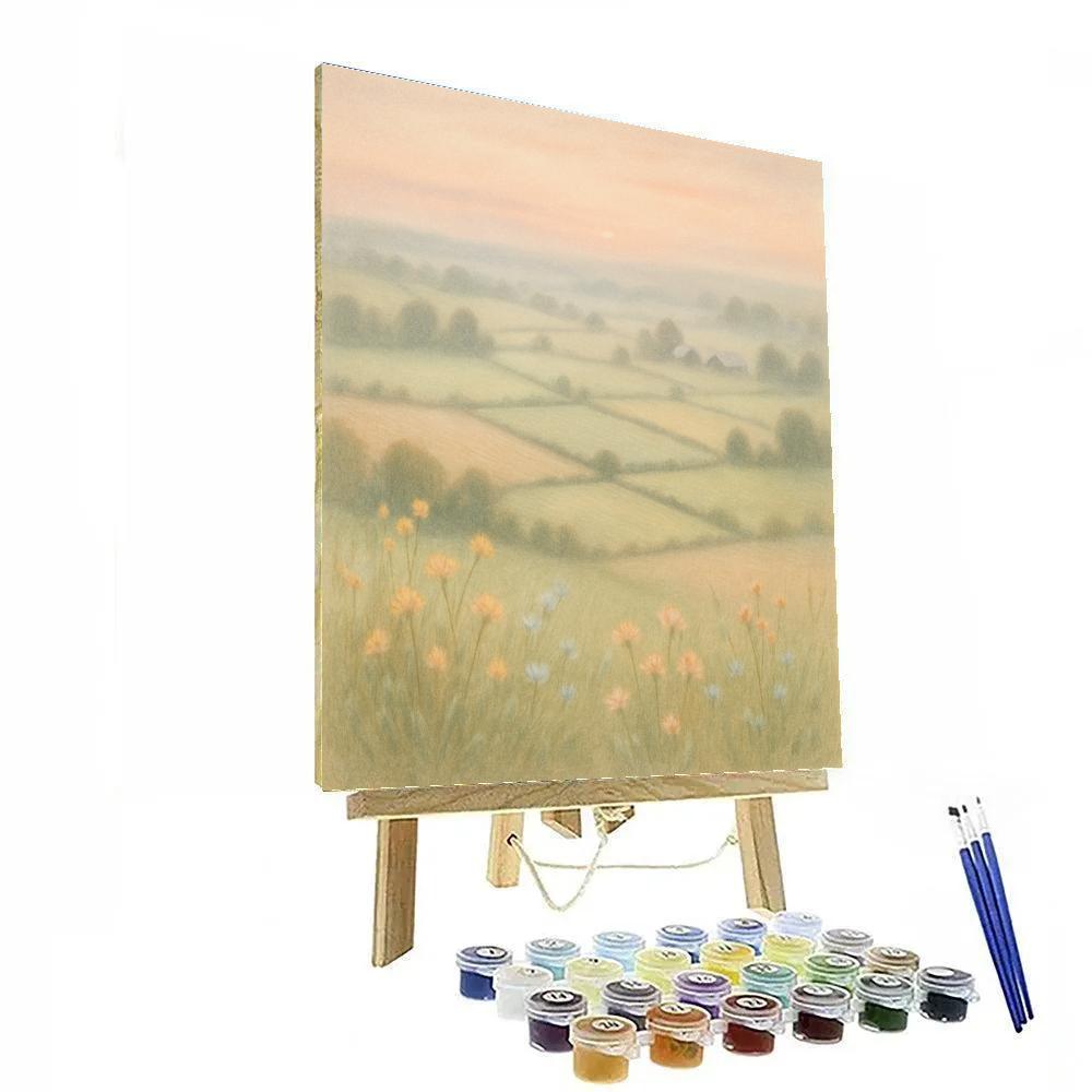 Morning Haze Over Patchwork Fields Painting by numbers kit
