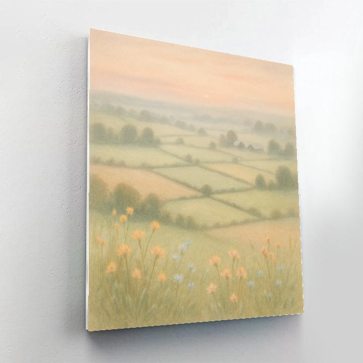 Morning Haze Over Patchwork Fields Painting by numbers kit