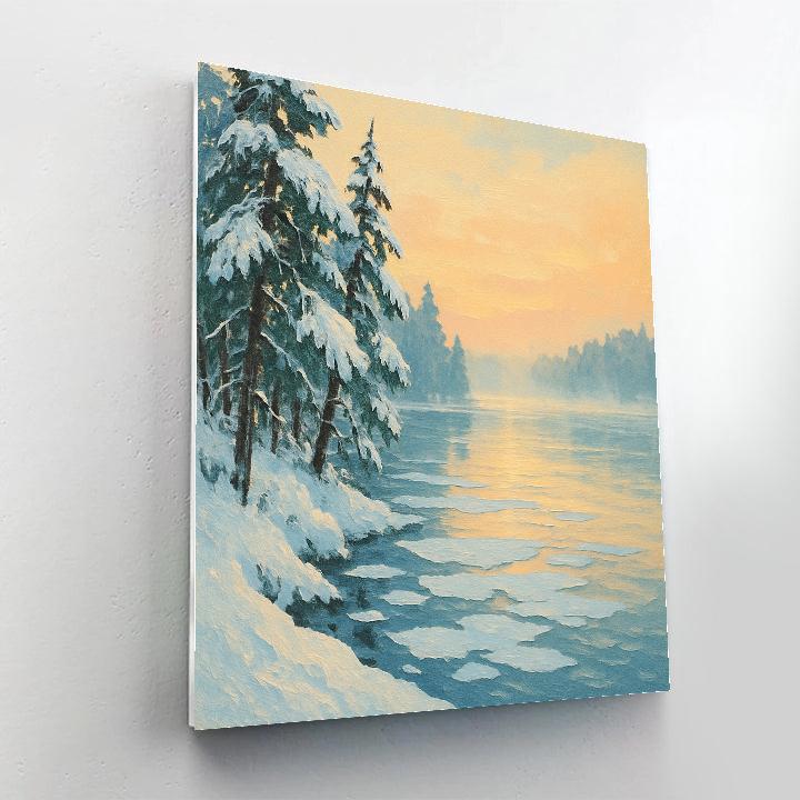 Snow Quiet Lake In Winter Glow Number painting