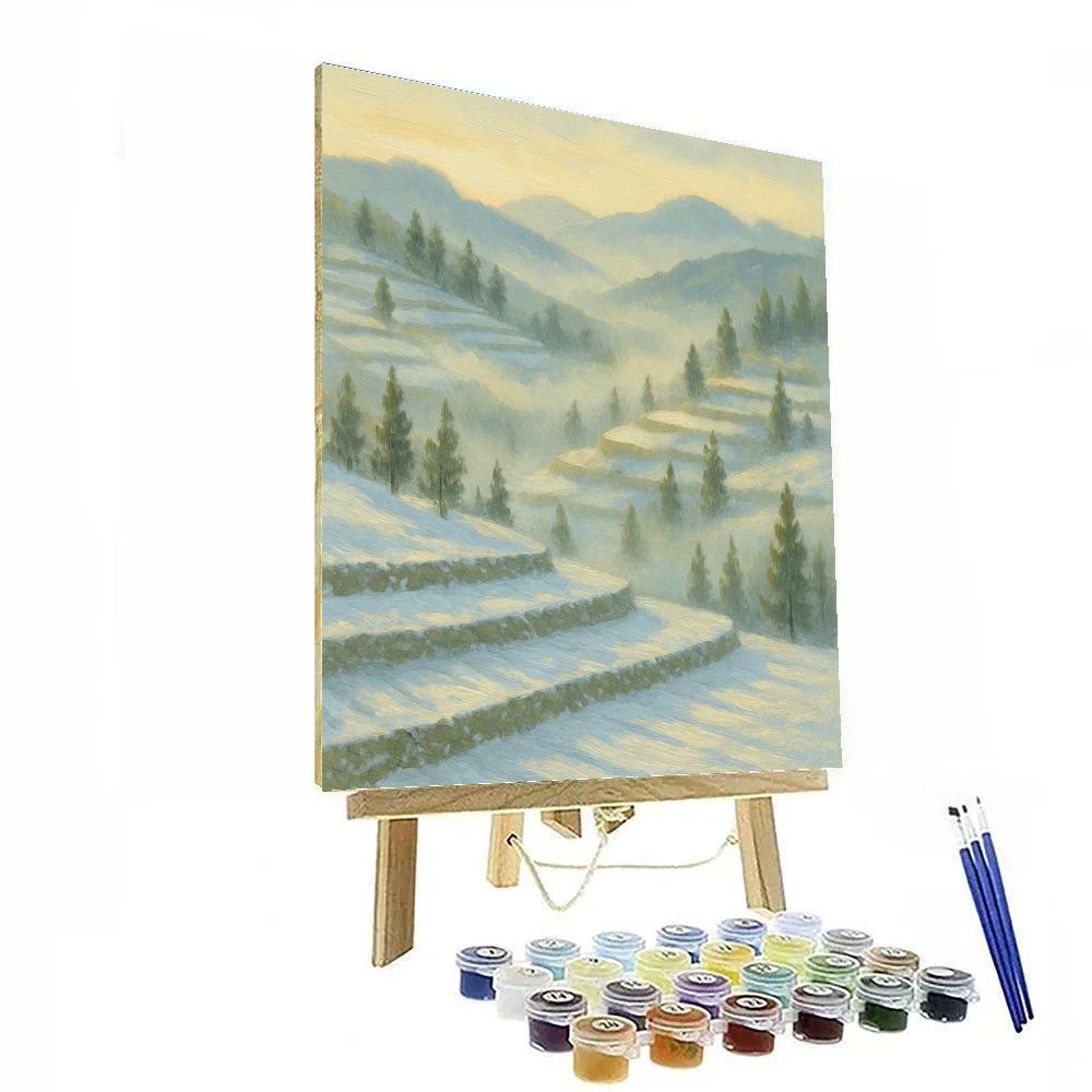 Morning Light Over Frosted Terraces painting number kit