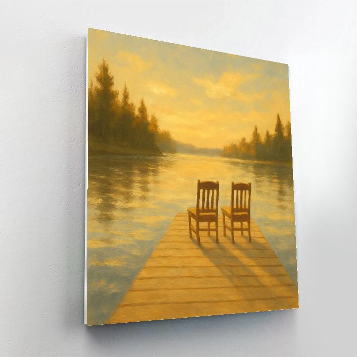 Golden Hour Dock On Summer Lake paint by color