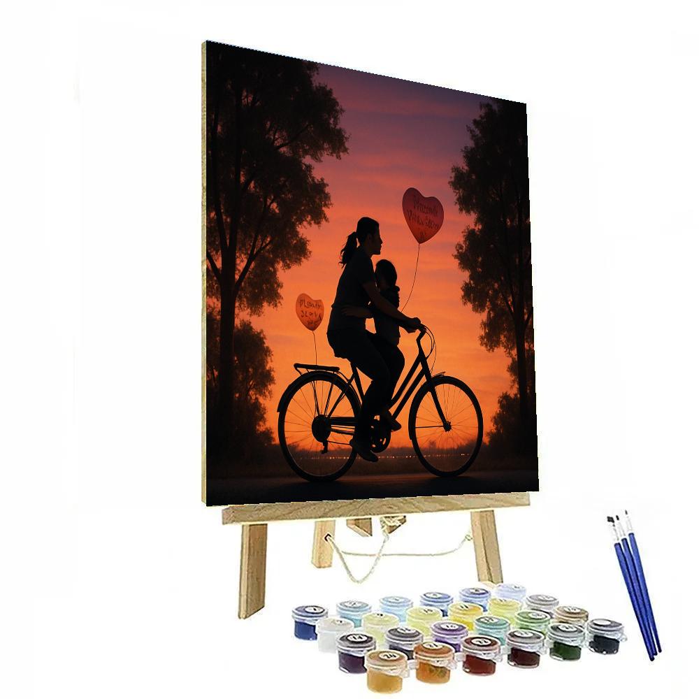 Sunset Bike Ride With Mom paint by color