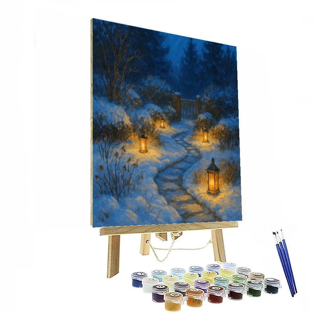 Lantern Path In Winter Garden painting number kit