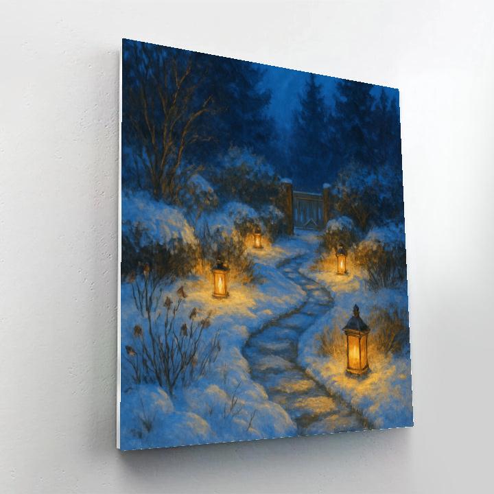 Lantern Path In Winter Garden painting number kit